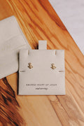 Sacred Heart of Jesus Stud Earrings-Gold