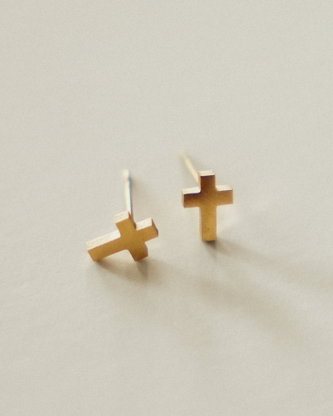 Dainty Cross Stud Earrings-Gold