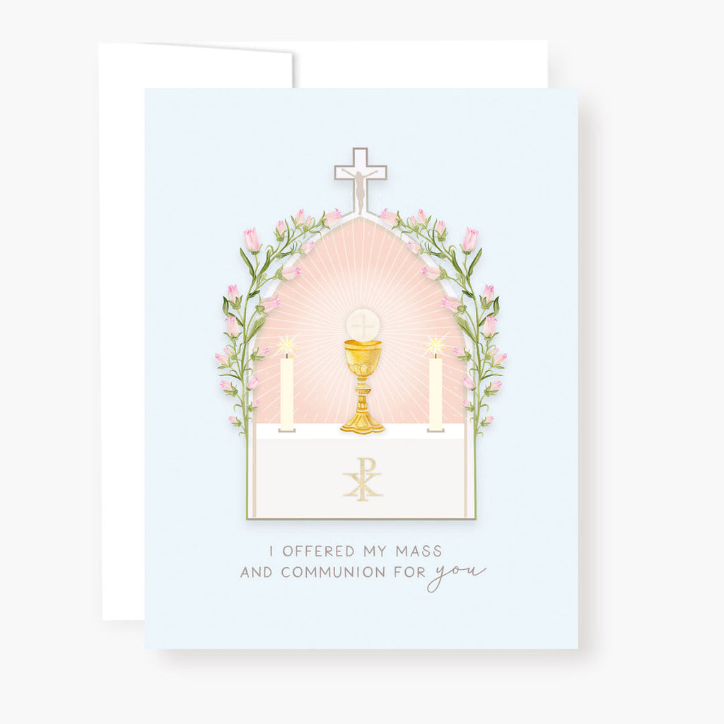 "I Prayed for you at Mass" Card | Light Blue