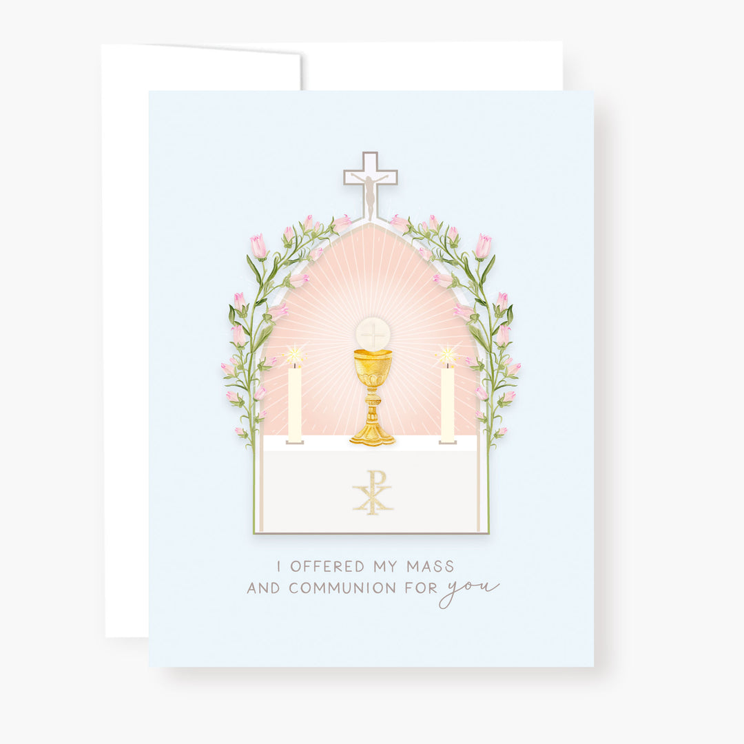 "I Prayed for you at Mass" Card | Light Blue