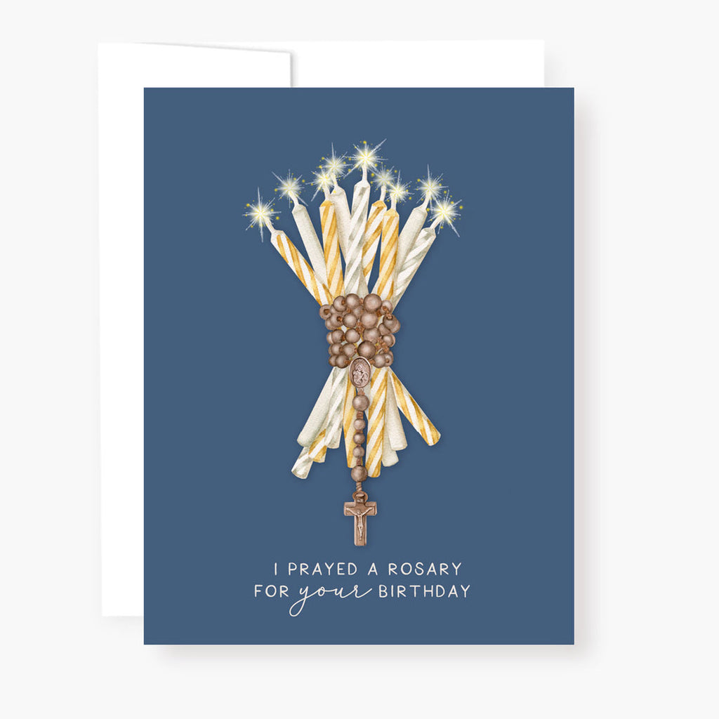 Birthday rosary card (navy)