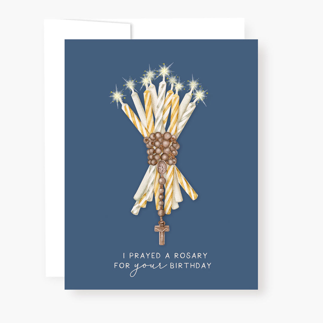 Birthday rosary card (navy)