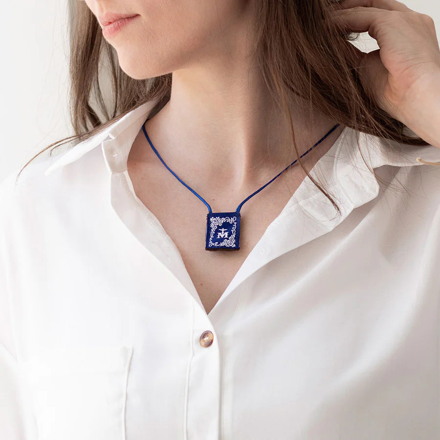 OLMC White Rose | Our Lady of Mt. Carmel Premium Brown Scapular