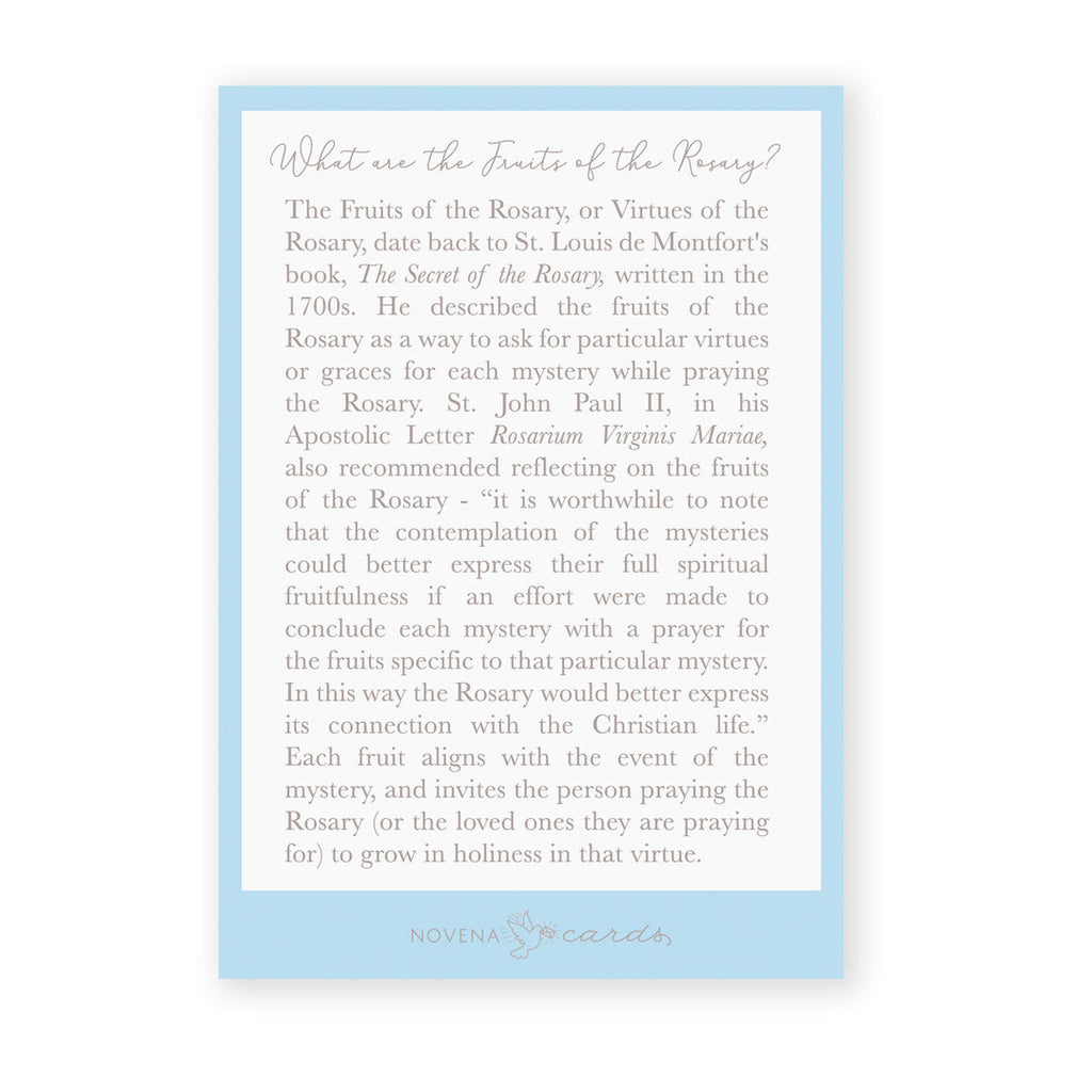 Fruits of the Rosary prayer card