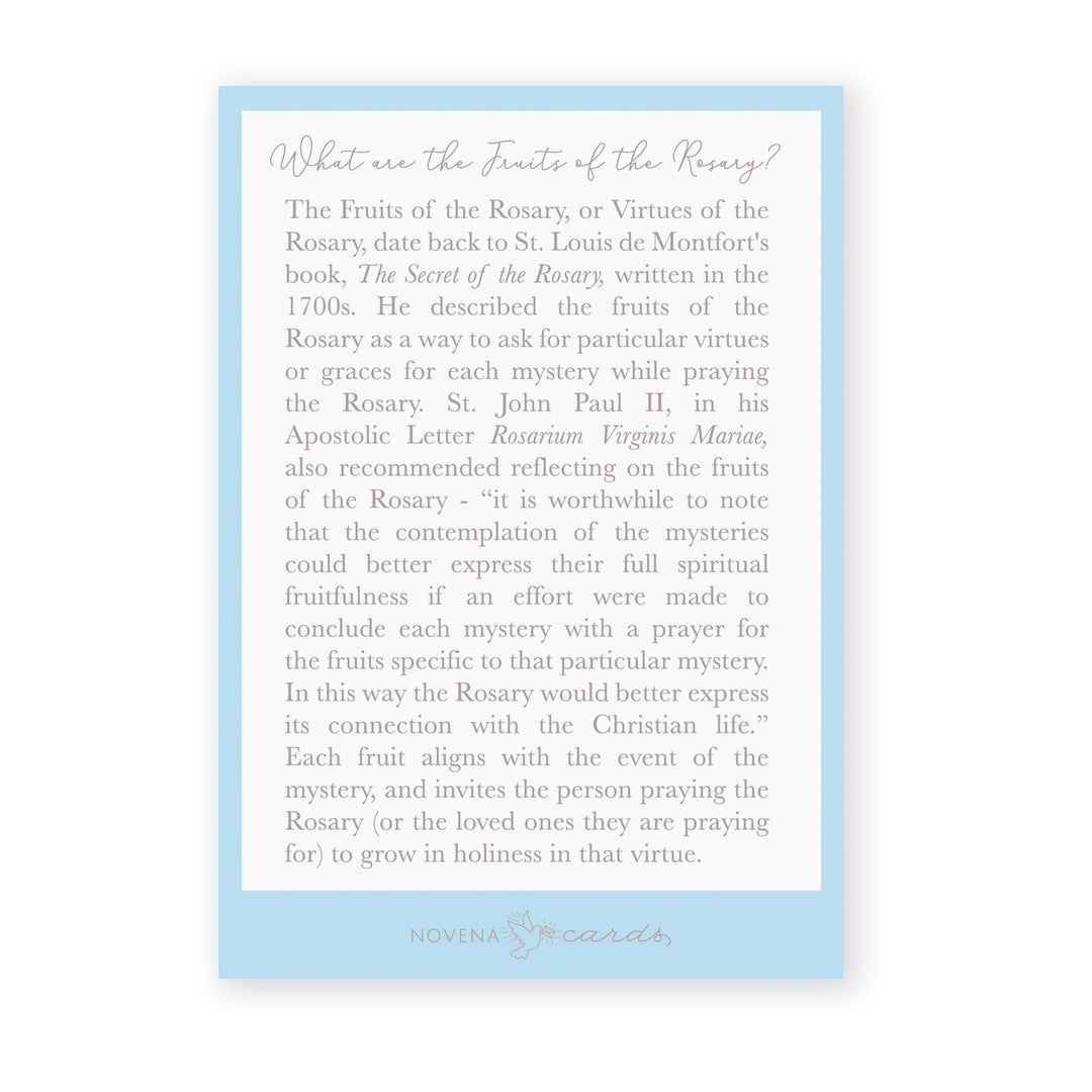 Fruits of the Rosary prayer card