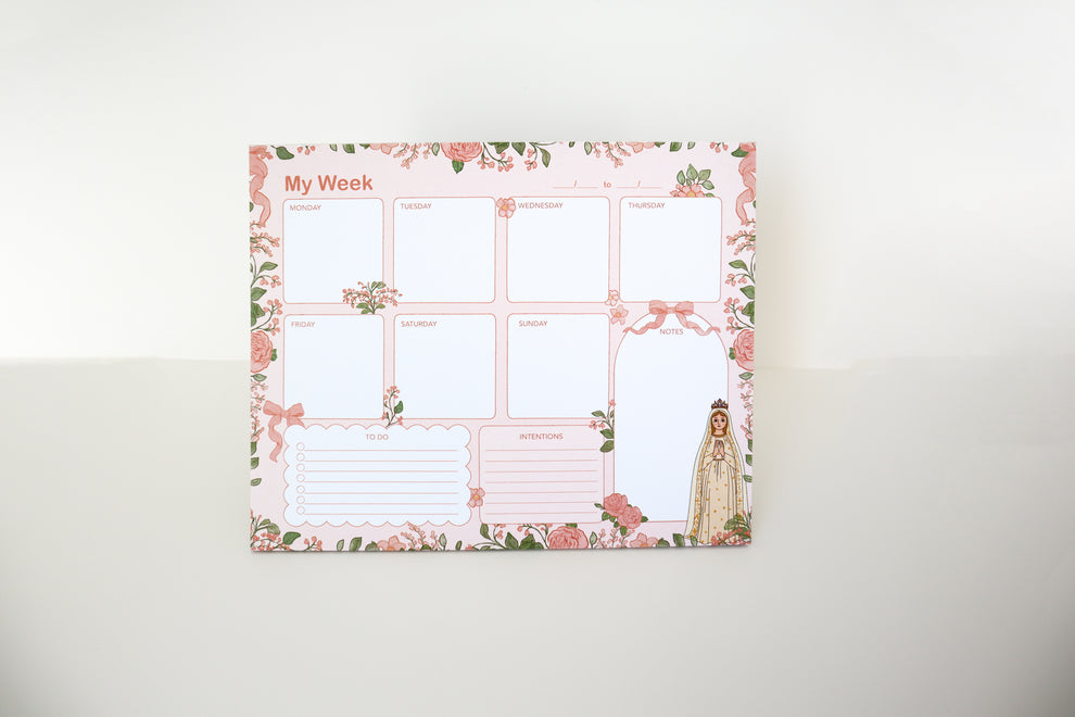 Our Lady of Fatima weekly planner notepad