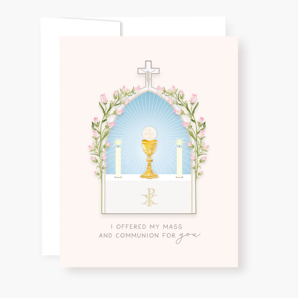 "I Prayed for you at Mass" Card | Beige