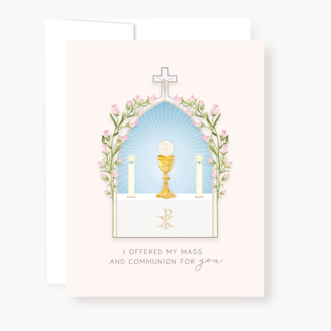 "I Prayed for you at Mass" Card | Beige
