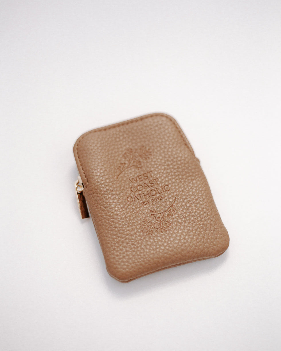 Leather rosary pouch (Taupe)