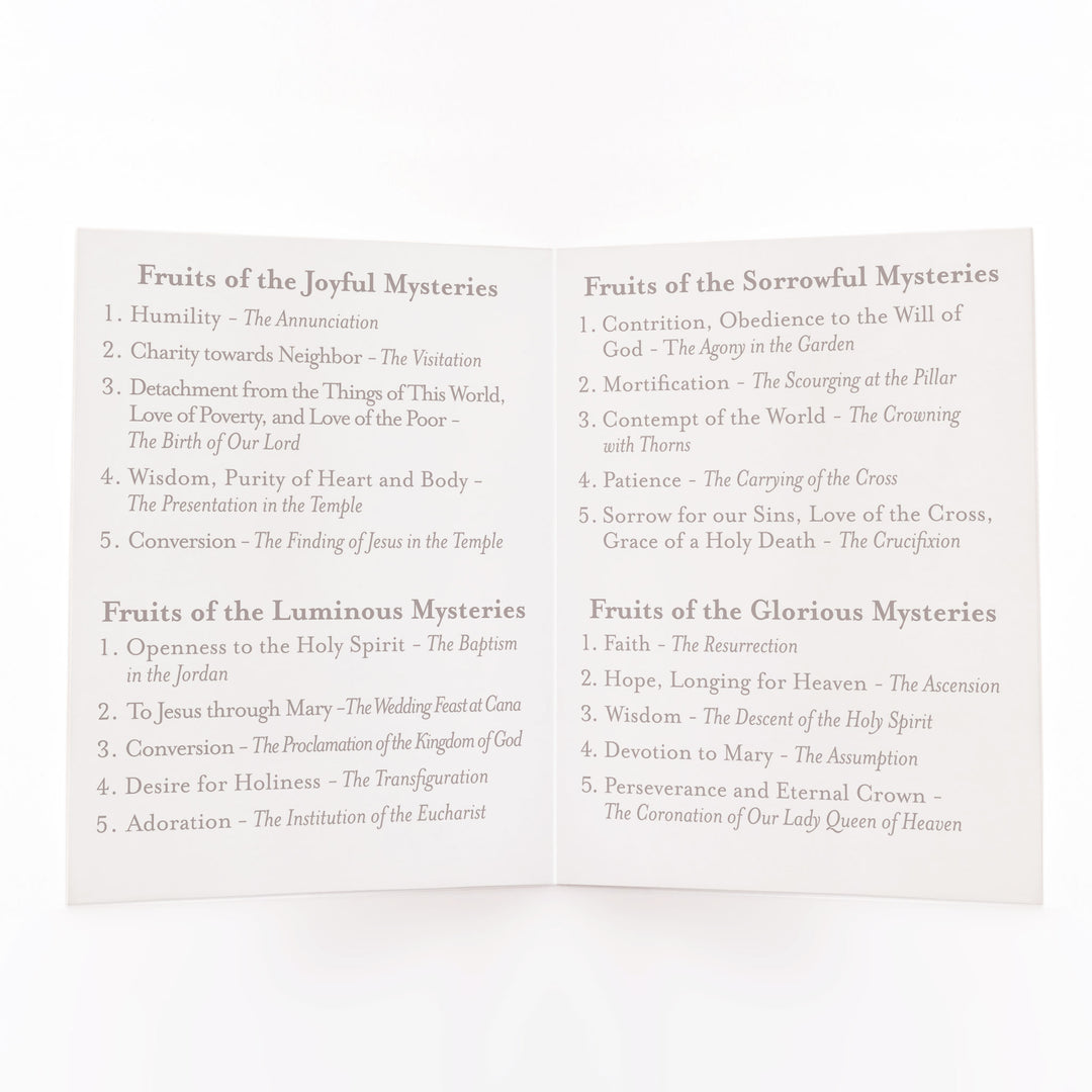 Fruits of the Rosary prayer card