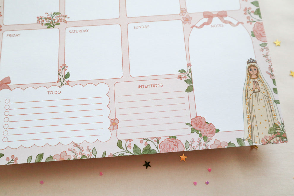 Our Lady of Fatima weekly planner notepad