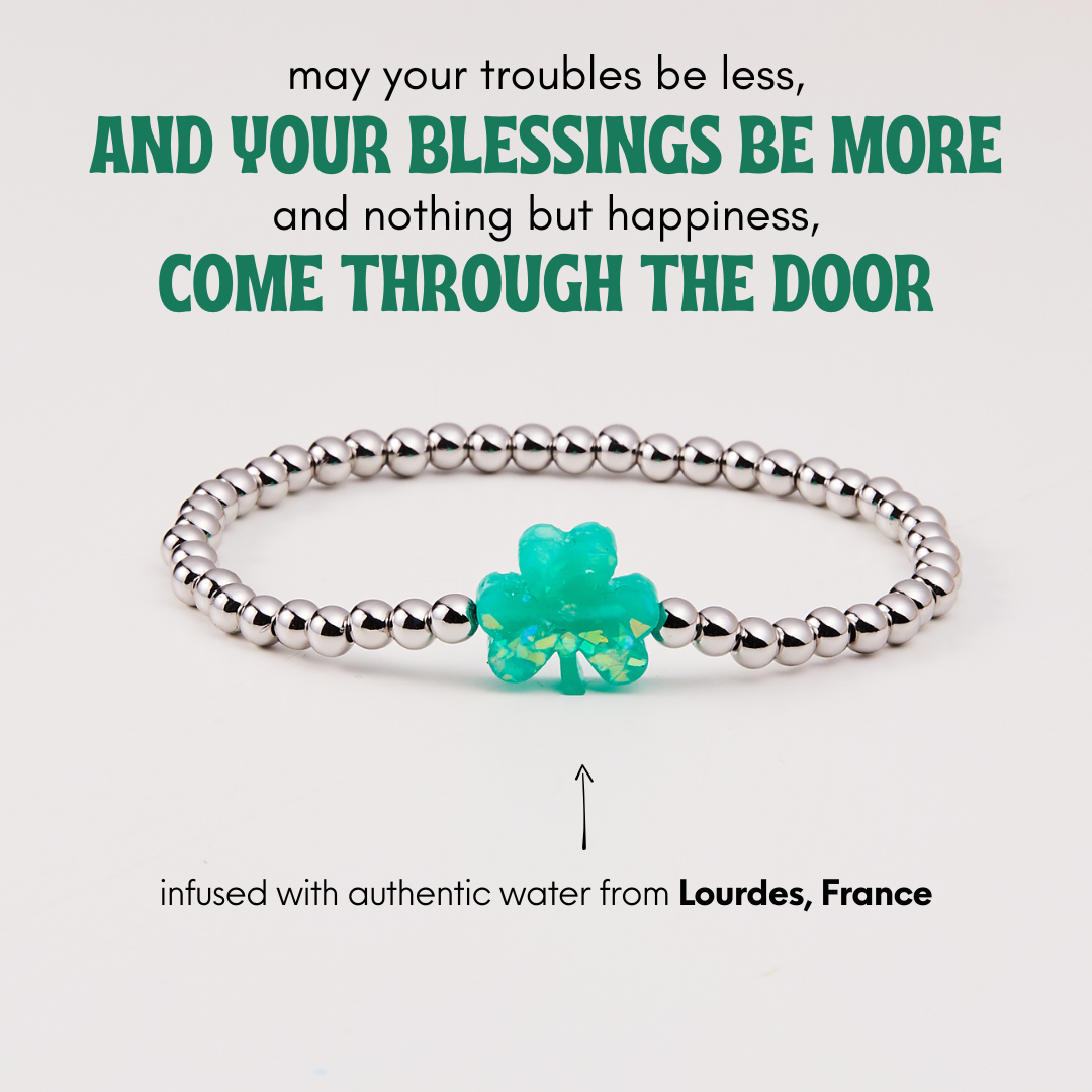 Holy Water Shamrock Bracelet (silver beads)