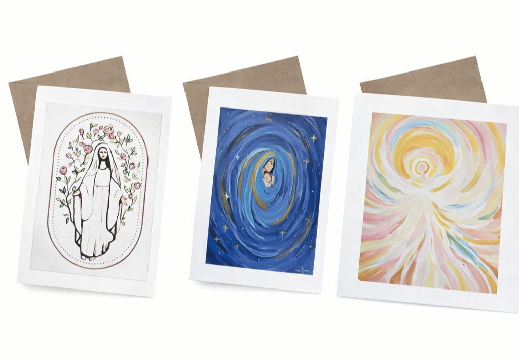 Hand-crafted set of 6 greeting cards with envelope