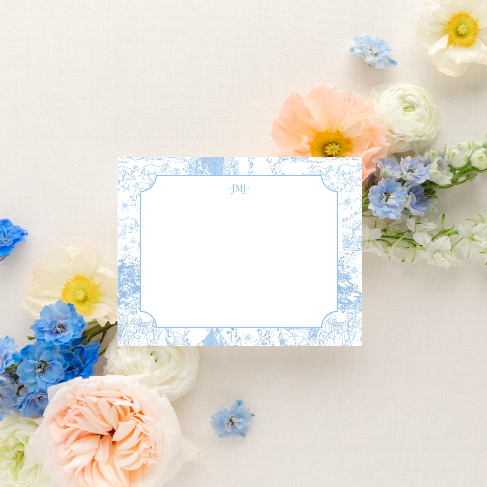 French Toile Catholic Stationary Set, 10 cards w/envelopes