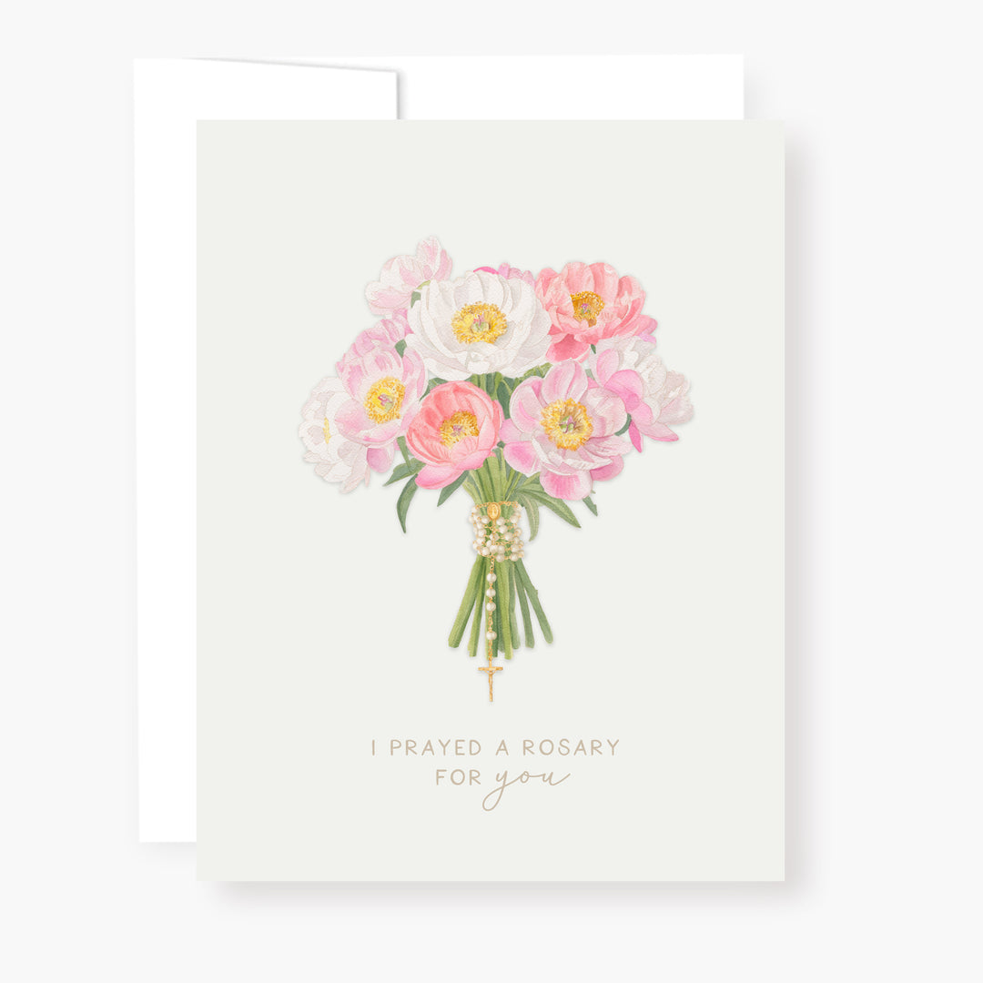 Rosary card, mixed peonies