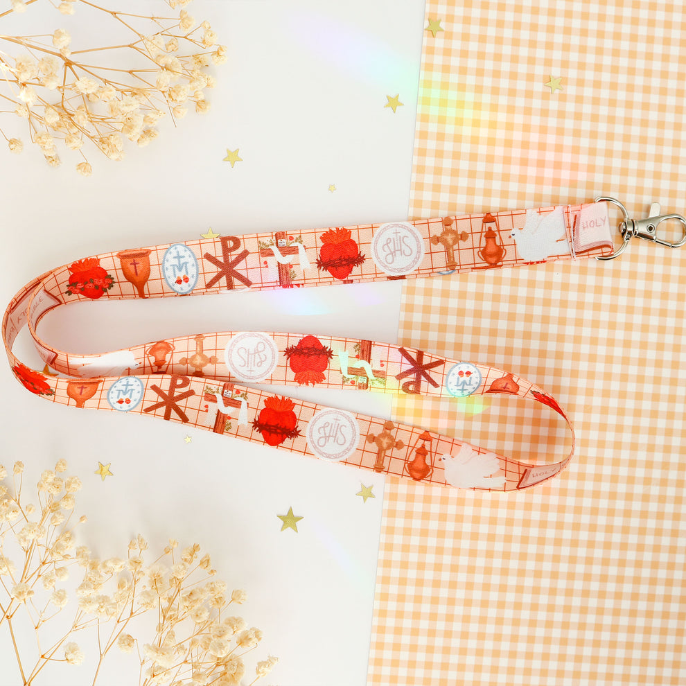 Catholic symbols lanyard