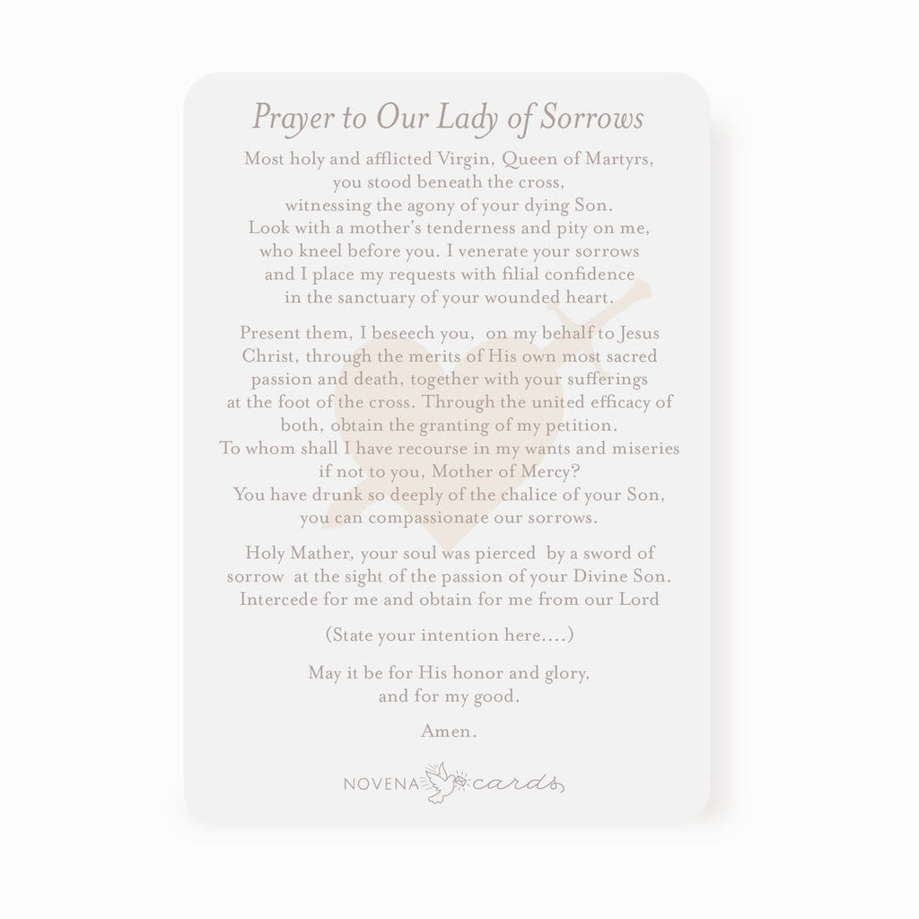 Our Lady of Sorrows prayer card
