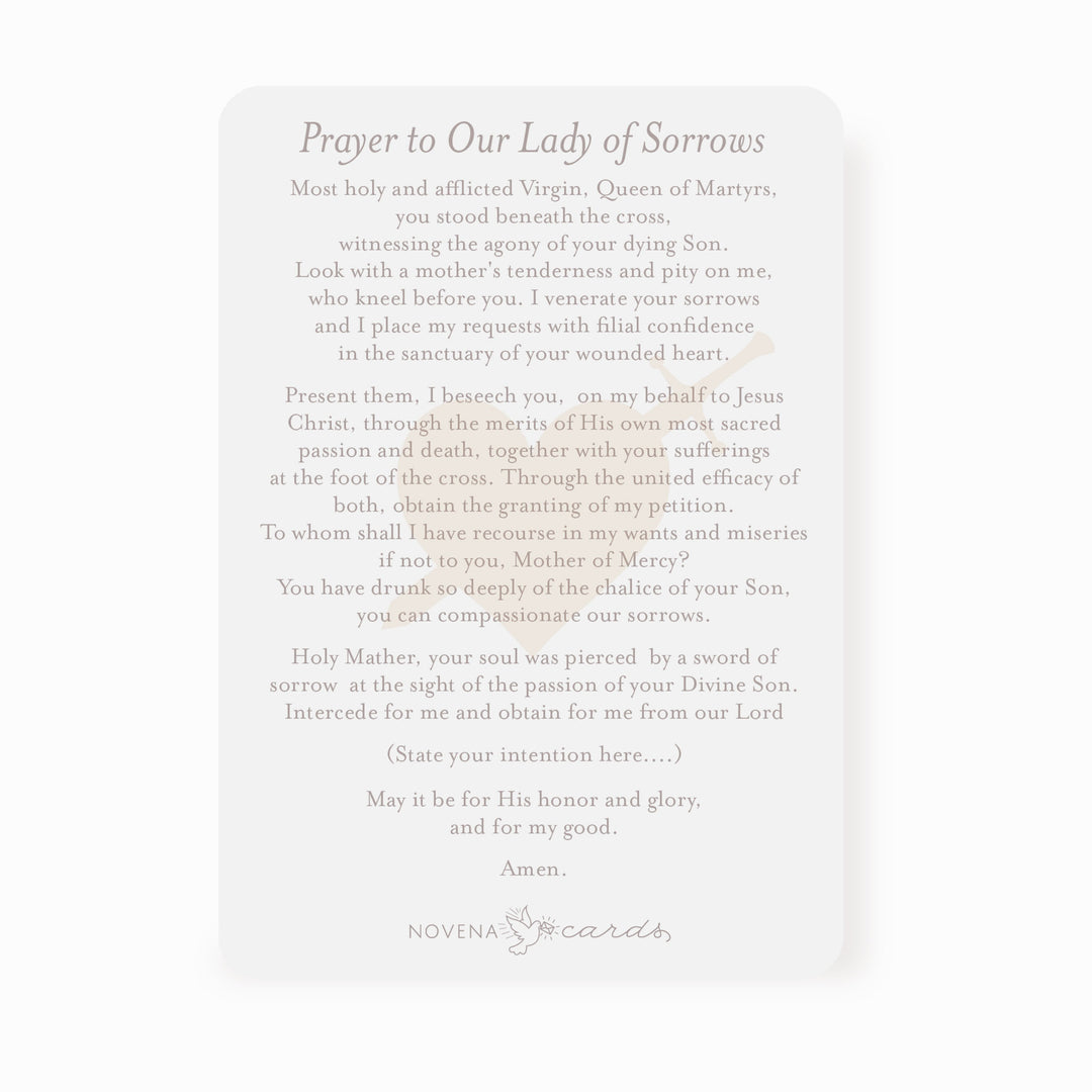 Our Lady of Sorrows prayer card