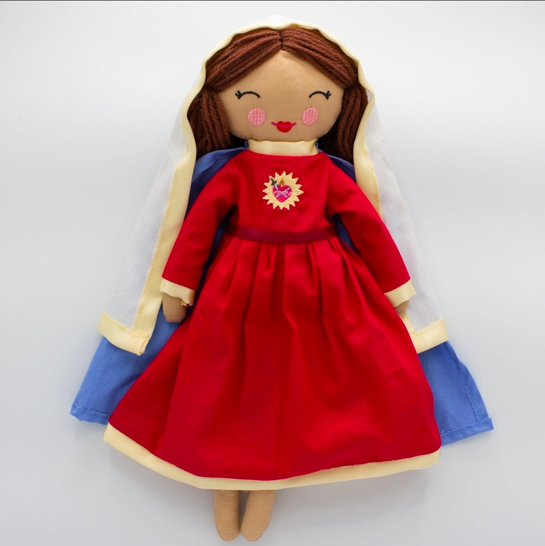 Immaculate Heart of Mary rag doll, 12 inches