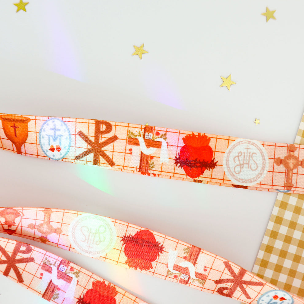 Catholic symbols lanyard