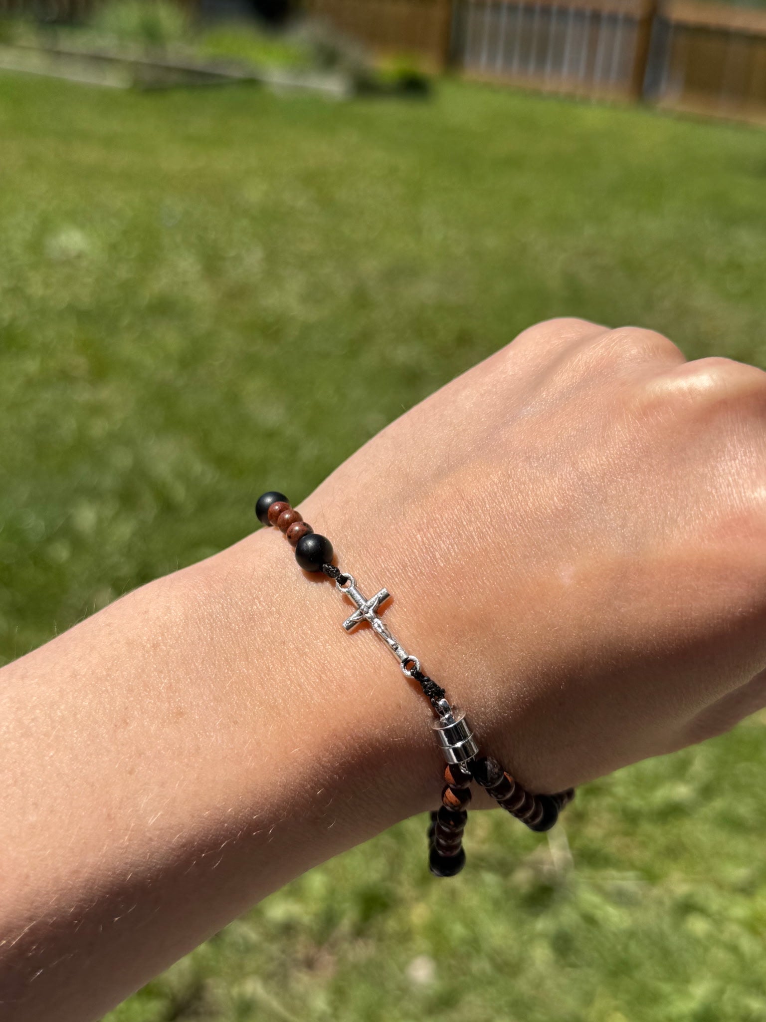 Men's magnetic rosary bracelet