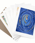 Hand-crafted set of 6 greeting cards with envelope