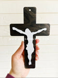 8 inch wall crucifix, charcoal